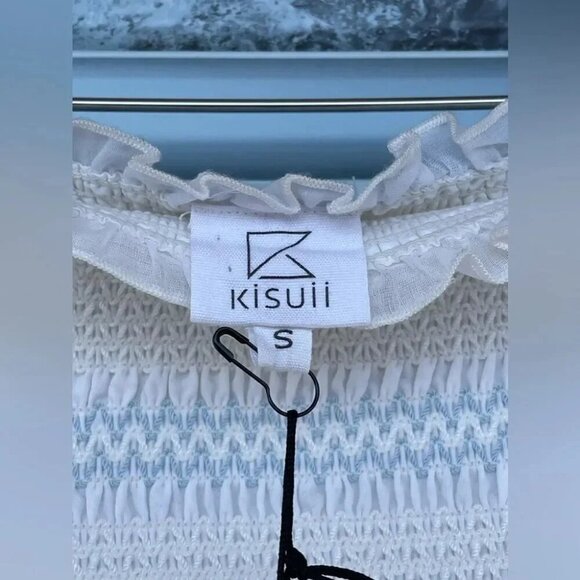 Kisuii Arcadia Smocked Off-Shoulder Cotton Short Dress small - Picture 7 of 11